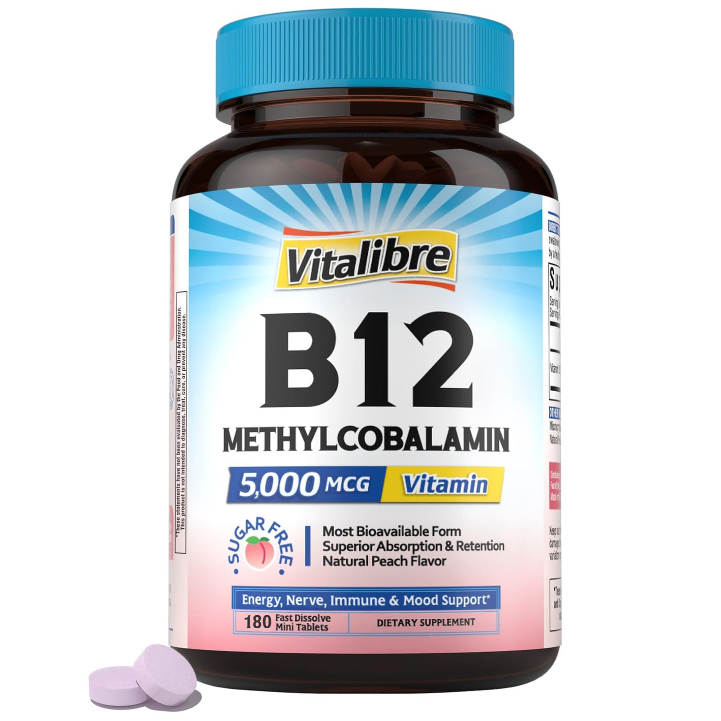 Vitalibre Vitamin B12 Sublingual 5000 mcg – Vegan Methylcobalamin