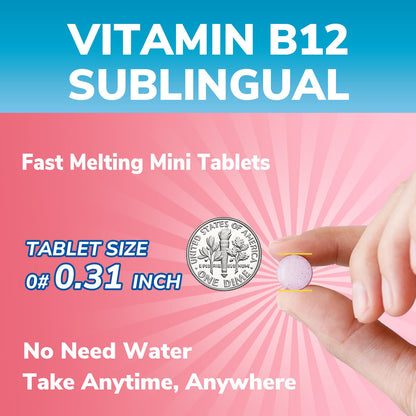 Vitalibre Vitamin B12 Sublingual 5000 mcg – Vegan Methylcobalamin, Peach
