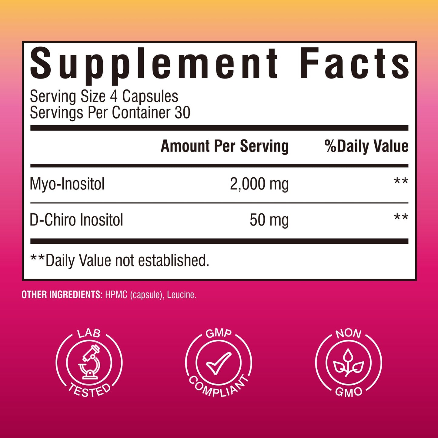Vitalibre Inositol for Women | 40:1 Myo-Inositol & D-Chiro | 120 Vegan Capsules