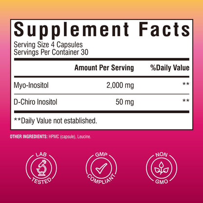 Vitalibre Inositol for Women | 40:1 Myo-Inositol & D-Chiro | 120 Vegan Capsules