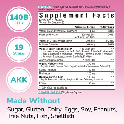 Vitalibre Women's Probiotic Plus - 140B CFU, 19 Strains, Akkermansia