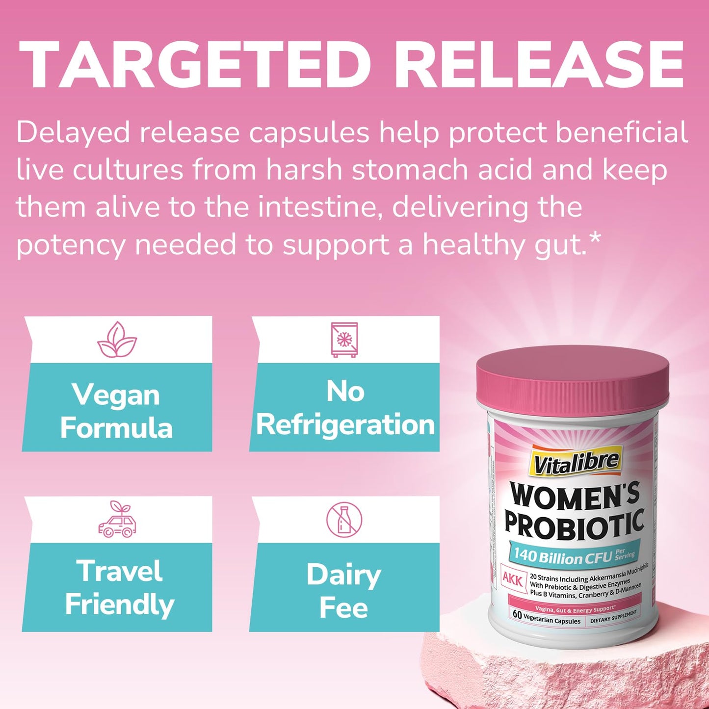 Vitalibre Women's Probiotic Plus - 140B CFU, 19 Strains, Akkermansia