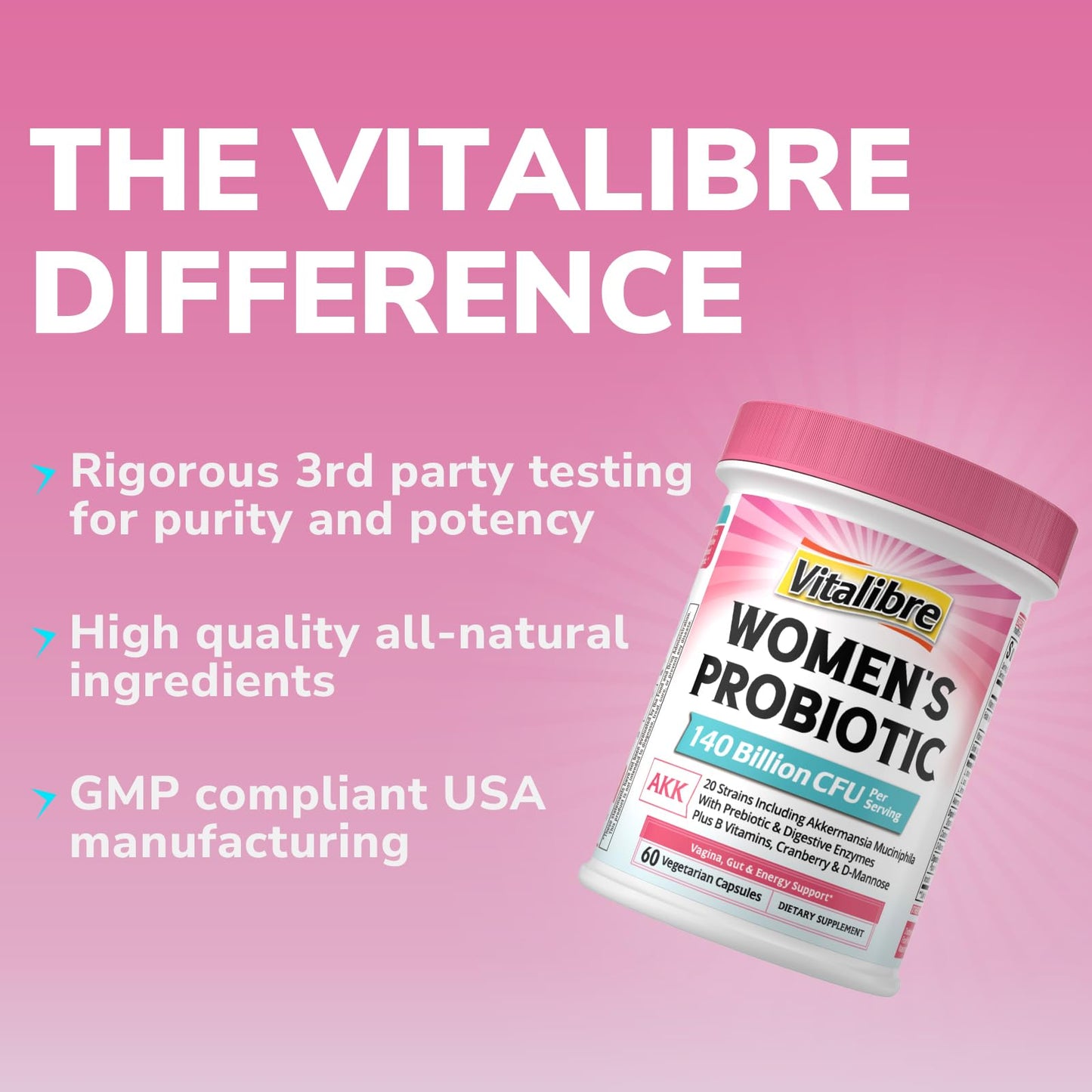 Vitalibre Women's Probiotic Plus - 140B CFU, 19 Strains, Akkermansia
