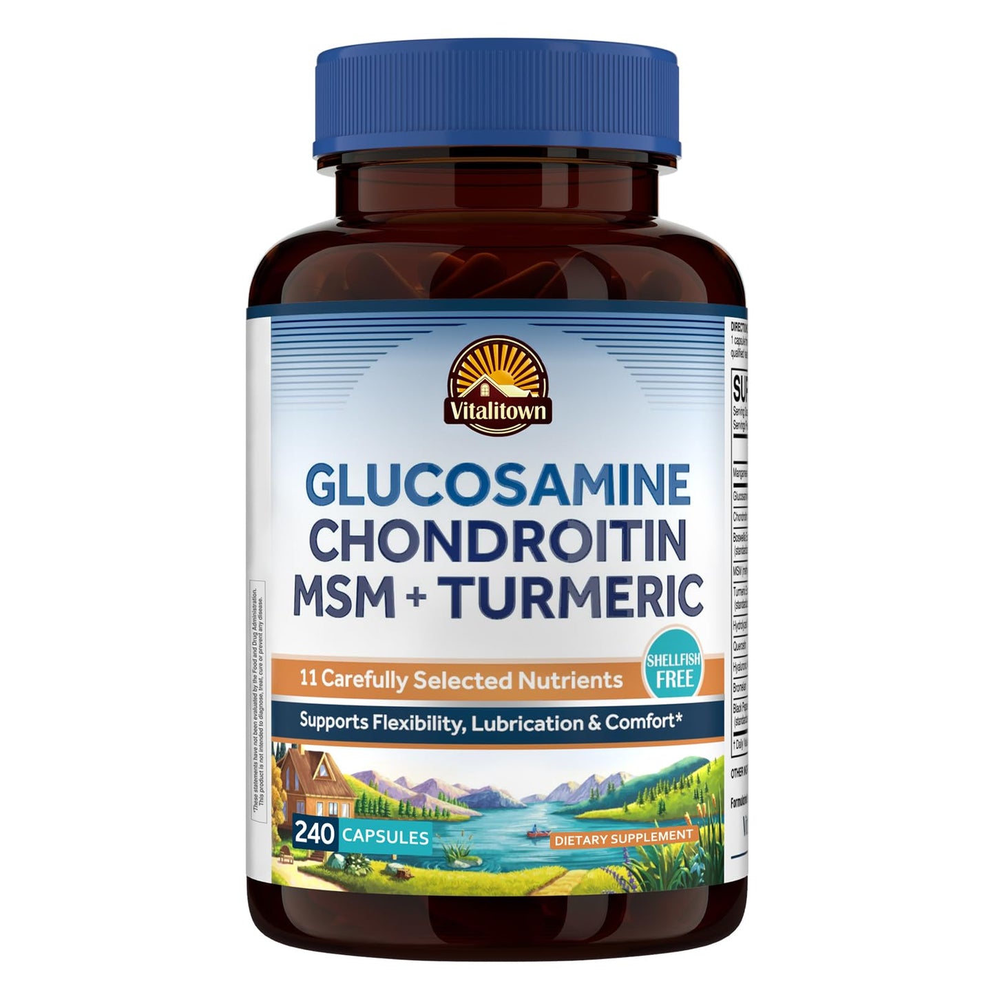 Vitalitown 11-in-1 Glucosamine Chondroitin MSM Turmeric Collagen – 240 Caps (Shellfish-Free)