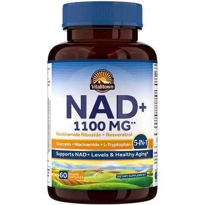 Vitalitown NMN NAD 1100mg with Resveratrol & NR – Anti-Aging Cellular Energy (60 Vegan Capsules)
