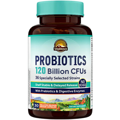 Vitalitown Probiotics 120B CFUs – 36 Strains, Prebiotics & Enzymes
