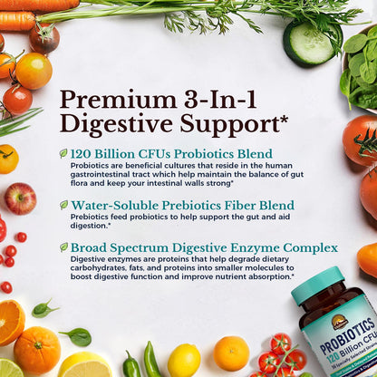 Vitalitown Probiotics 120B CFUs – 36 Strains, Prebiotics & Enzymes