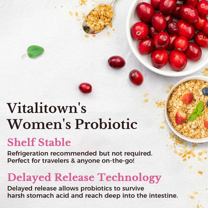 Vitalitown Probiotics for Women – 120 Billion CFUs, 30 Strains, Prebiotics & Enzymes | Vegan