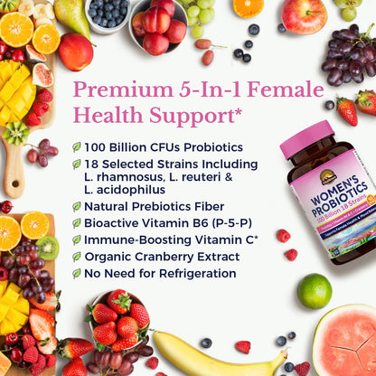 Vitalitown Women’s Probiotics – 100B CFUs, 18 Strains | 60 Vegan Caps