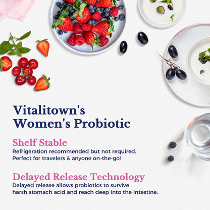 Vitalitown Women’s Probiotics – 100B CFUs, 18 Strains | 60 Vegan Caps