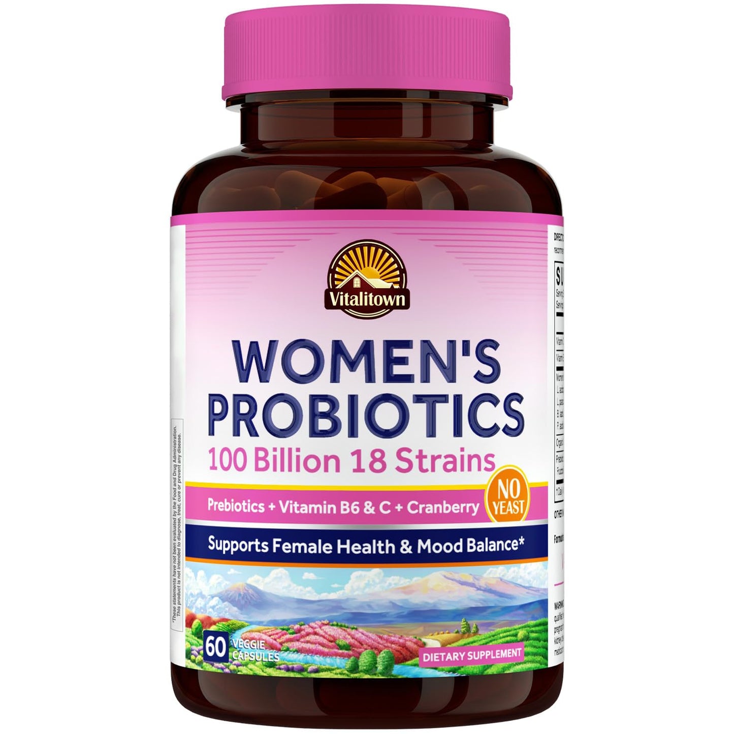 Vitalitown Women’s Probiotics – 100B CFUs, 18 Strains | 60 Vegan Caps