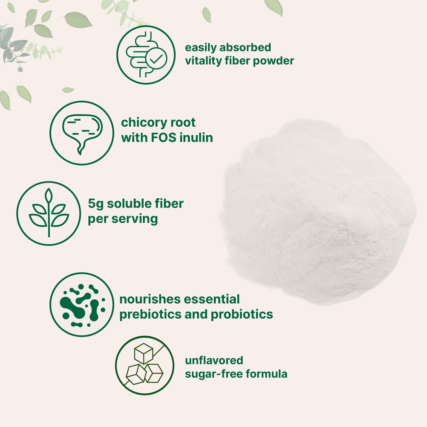 Micro Ingredients Vitality Prebiotic Fiber Powder 1lb | Unflavored, Sugar Free & Vegan