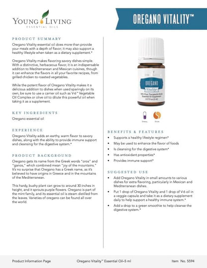 Vitality Oregano Essential Oil 5 ml by Young Living – Immune Support, Digestive Wellness, Pack of 2