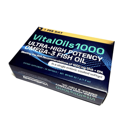 VitalOils1000 Omega-3 Fish Oil 1200mg (750 DHA + 450 EPA) - IFOS 5-Star, Non-GMO, Gluten-Free, No Fishy Aftertaste, Made in USA