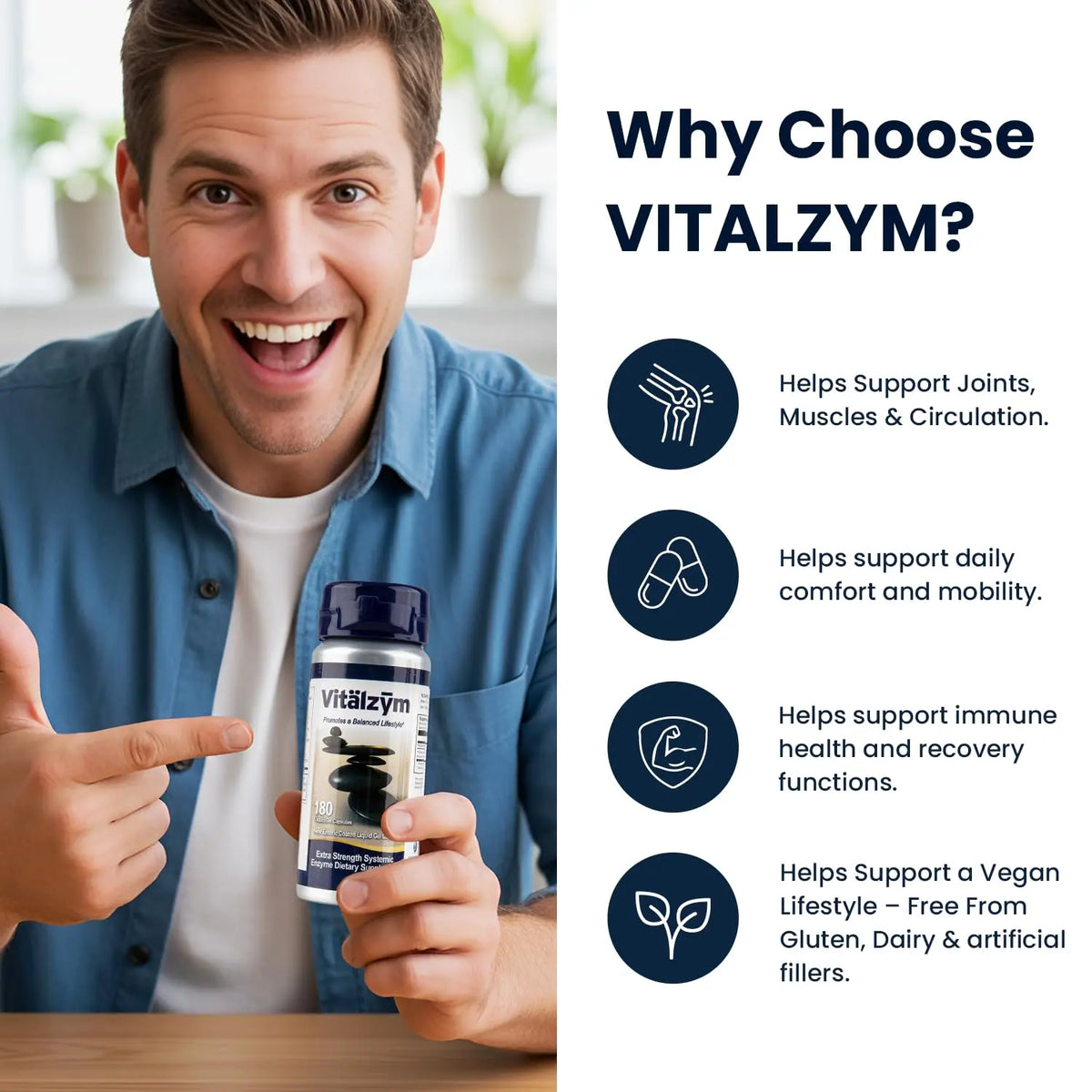 VITÄLZYM Proteolytic Systemic Enzymes Liquid Gel Capsules with Serrapeptase | Immune & Joint Support BritishVita | Premium UK Vitamins & Wellness Supplements