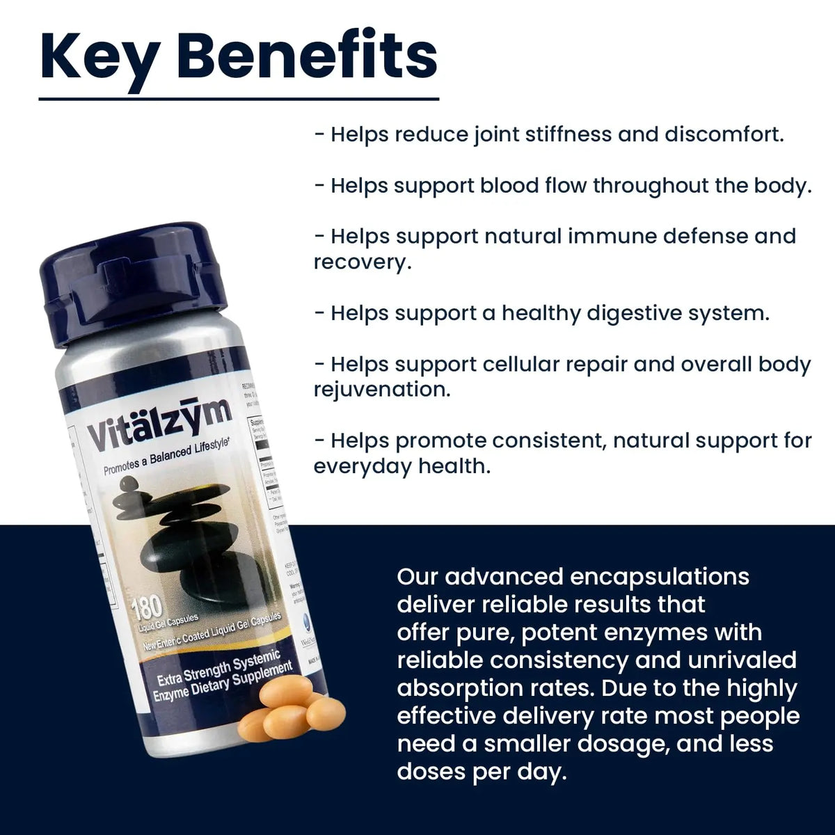 VITÄLZYM Proteolytic Systemic Enzymes Liquid Gel Capsules with Serrapeptase | Immune & Joint Support BritishVita | Premium UK Vitamins & Wellness Supplements