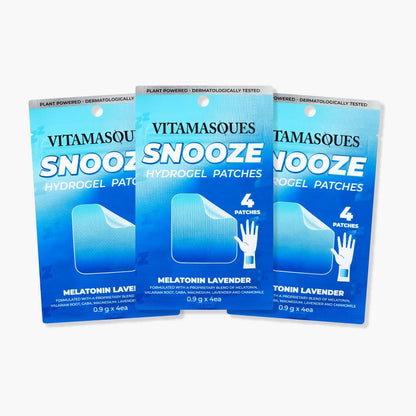 Vitamasques Snooze Sleep Patches 3-Pack – Lavender, Melatonin, GABA & Valerian Root | Korean Skincare