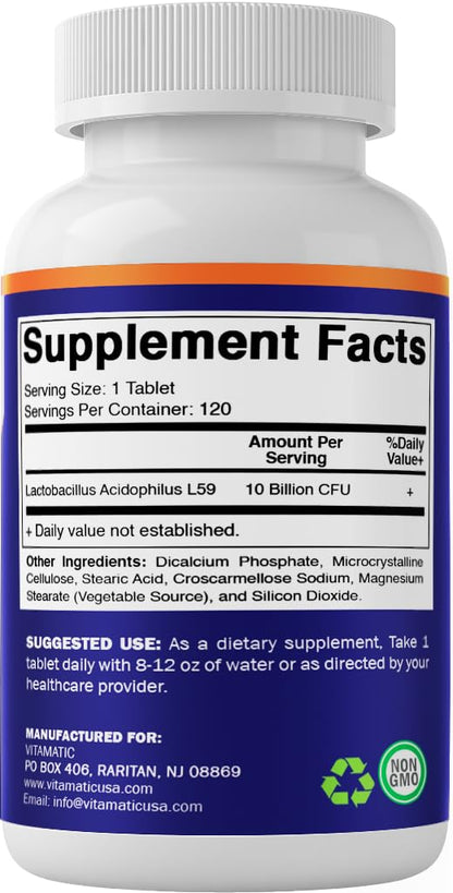 Vitamatic Acidophilus Probiotic — 10B CFU, 120 Tablets