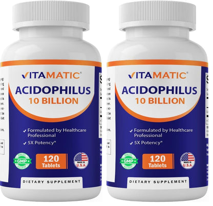 Vitamatic Acidophilus Probiotic – 10B CFU, 120 Tablets (Pack of 2)