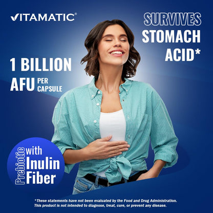 Vitamatic Akkermansia Muciniphila Gut Health - 60 DR Capsules (Delayed Release) - Prebiotic Inulin