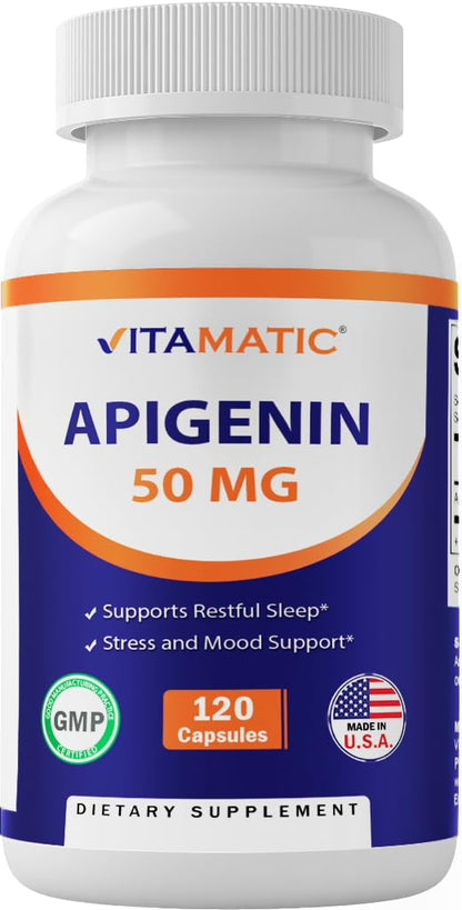 Vitamatic 2 Pack Apigenin 50mg - 240 Vegetarian Capsules | Prostate Health, Metabolism & Relaxation