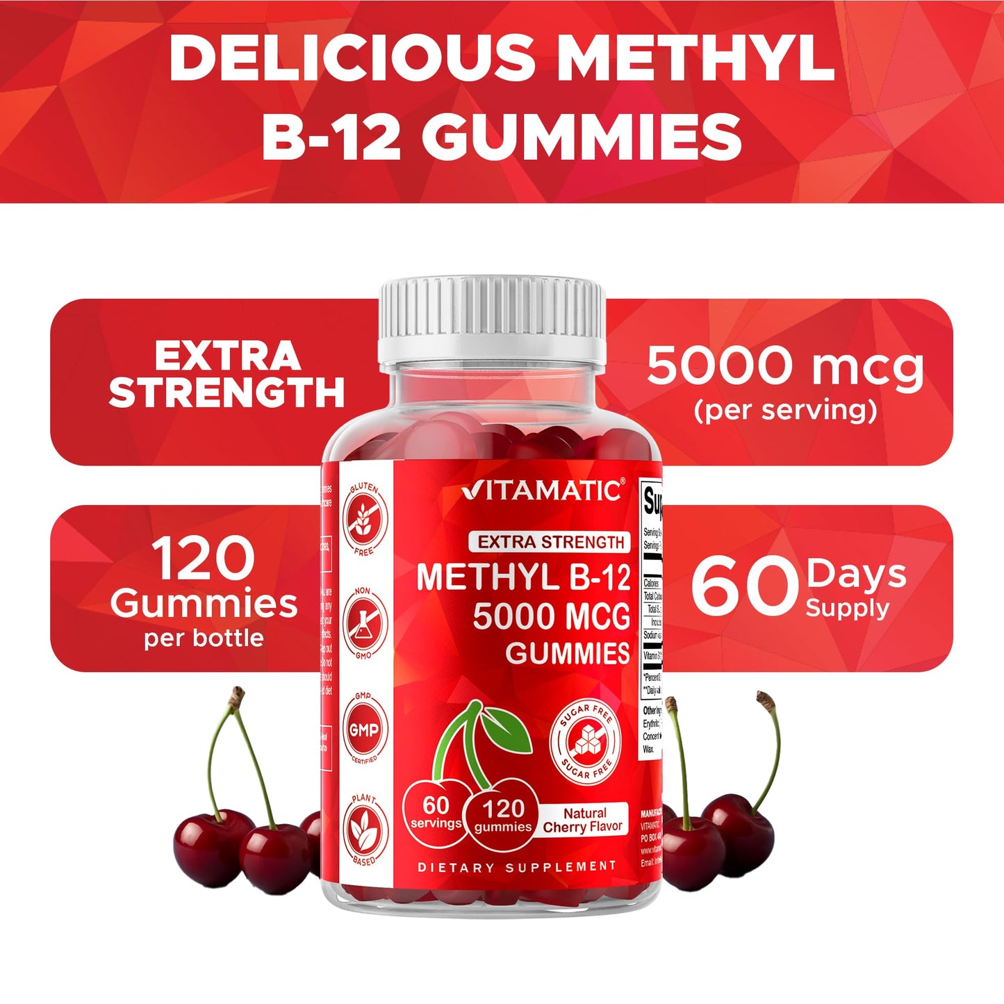 Vitamatic Extra Strength B12 5000 mcg Gummies - 120 ct, Methyl B12