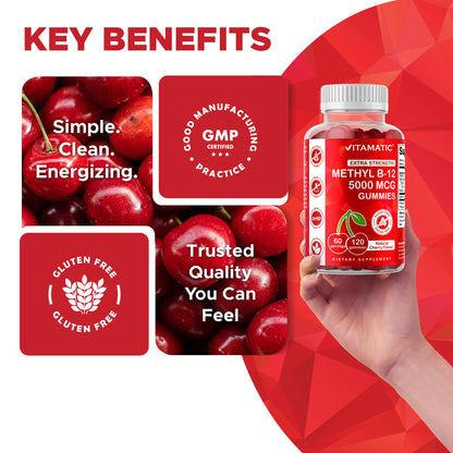 Vitamatic Extra Strength B12 5000 mcg Gummies - 120 ct, Methyl B12