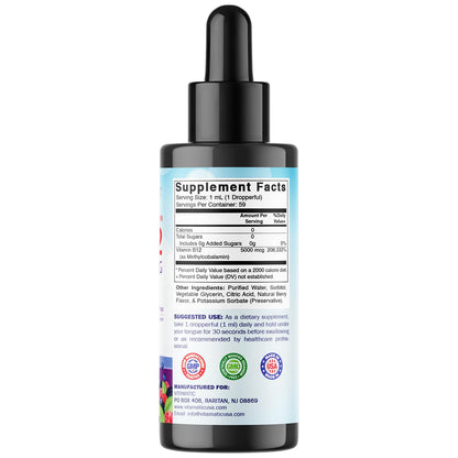 Vitamatic Liquid Vitamin B12 5000 mcg – Berry Flavor – Sublingual 2 fl oz