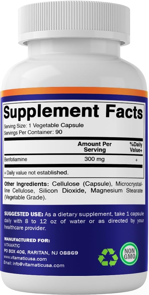 Vitamatic Benfotiamine 300 mg – 90 Vegetarian Capsules | Vitamin B1