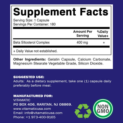 Vitamatic Beta SItosterol 400 mg – 360 Capsules (Pack of 2)