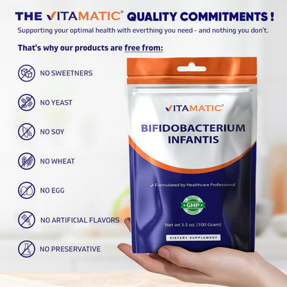 Vitamatic Bifidobacterium Infantis Probiotic Powder – Digestive & Immune Support, 100g (100 Servings)