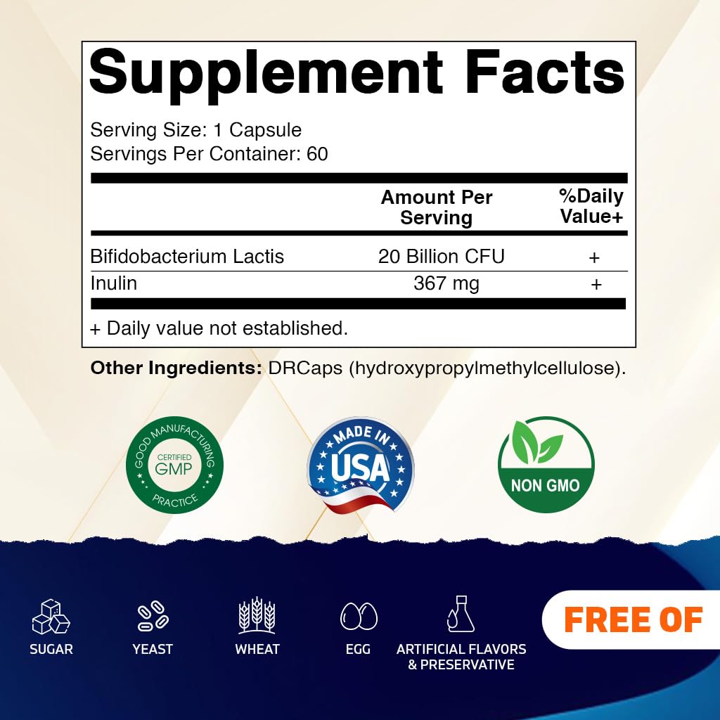 Vitamatic Bifidobacterium Lactis Probiotic – 20B CFU per DR Capsule – 120 Count (2-Pack)