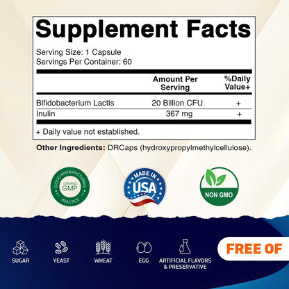 Vitamatic Bifidobacterium Lactis Probiotic – 20B CFU per DR Capsule – 120 Count (2-Pack)