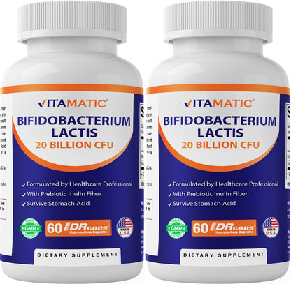 Vitamatic Bifidobacterium Lactis Probiotic – 20B CFU per DR Capsule – 120 Count (2-Pack)