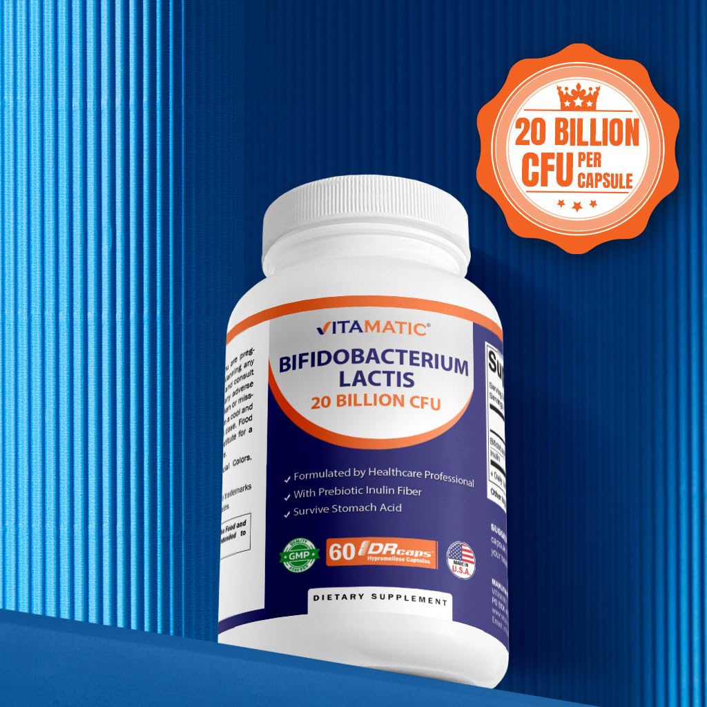 Vitamatic Bifidobacterium Lactis Probiotic – 20B CFU per DR Capsule – 120 Count (2-Pack)