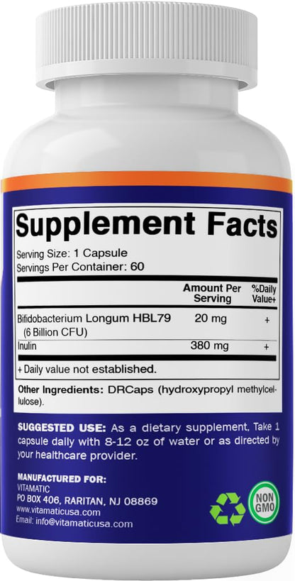 Vitamatic Bifidobacterium Longum 6B CFU DR Capsule – Pack of 2 (60 Count)