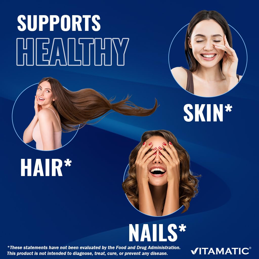 Vitamatic Biotin 5000mcg (5 mg) - 365 Vegan Tablets (Pack of 2) | Hair, Skin & Nails | Vitamin B7