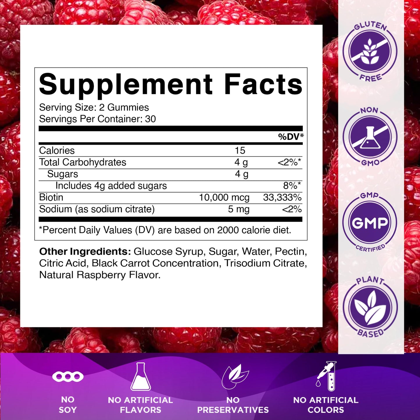Vitamatic Biotin Gummies 10,000 mcg – 2 Bottles (60 Vegan Gummies Each) | Vitamin B7