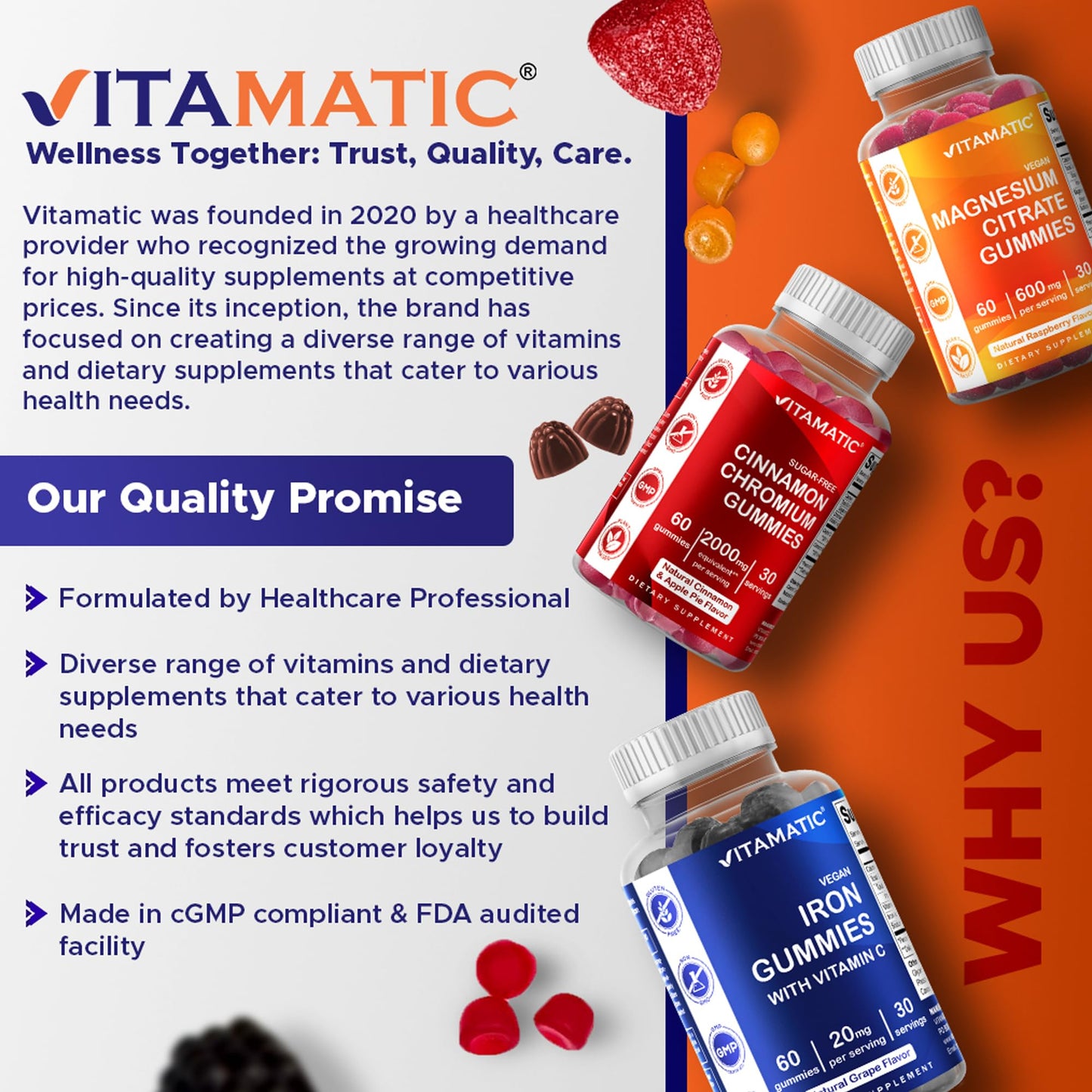 Vitamatic Biotin Gummies 10,000 mcg – 2 Bottles (60 Vegan Gummies Each) | Vitamin B7