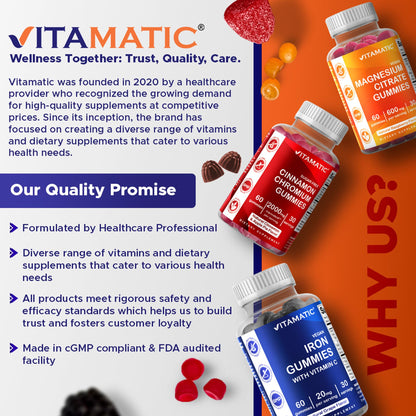Vitamatic Biotin Gummies 10,000 mcg – 2 Bottles (60 Vegan Gummies Each) | Vitamin B7