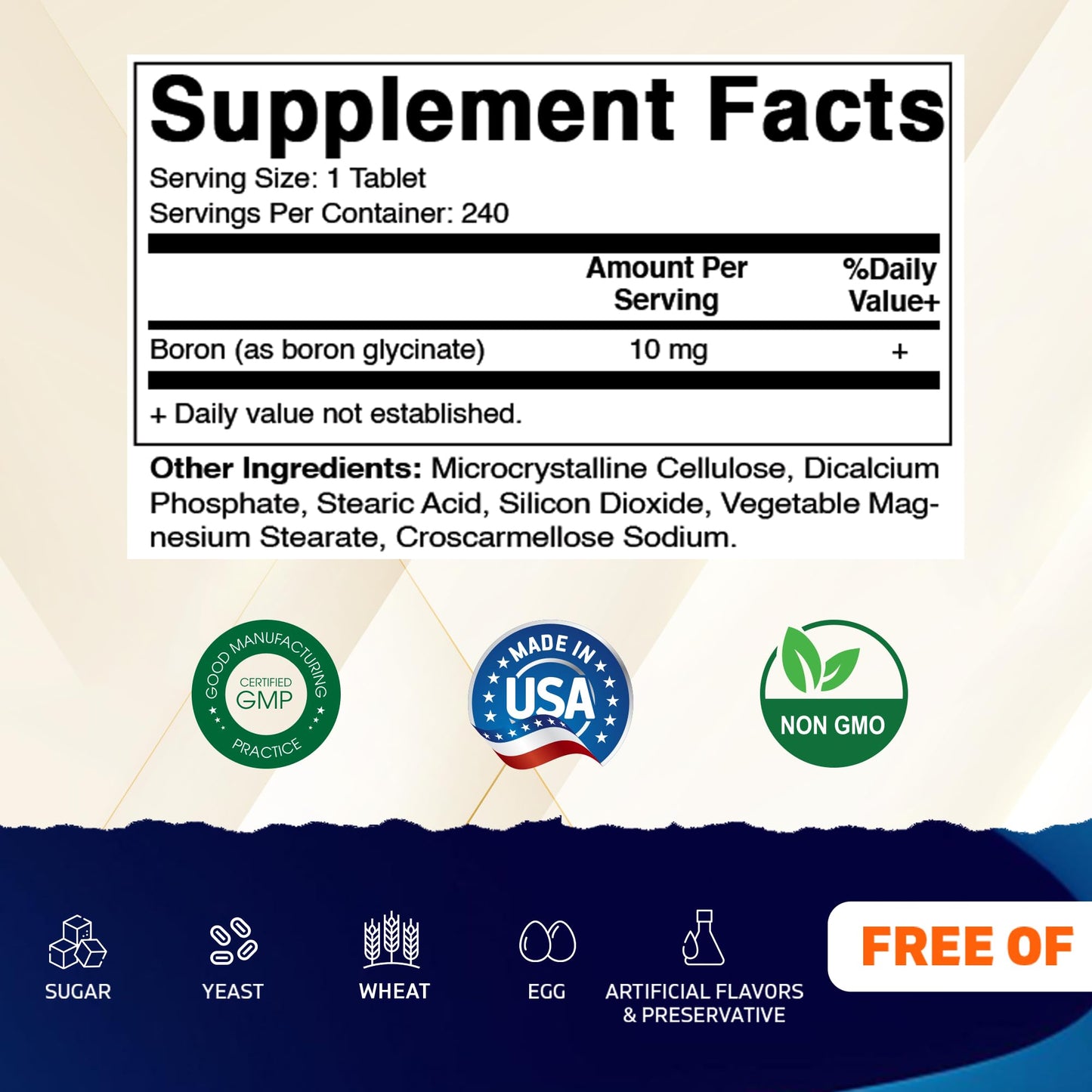 Vitamatic Chelated Boron Glycinate 10mg – 240 Tablets | Supports Hormone Balance & Bone Health