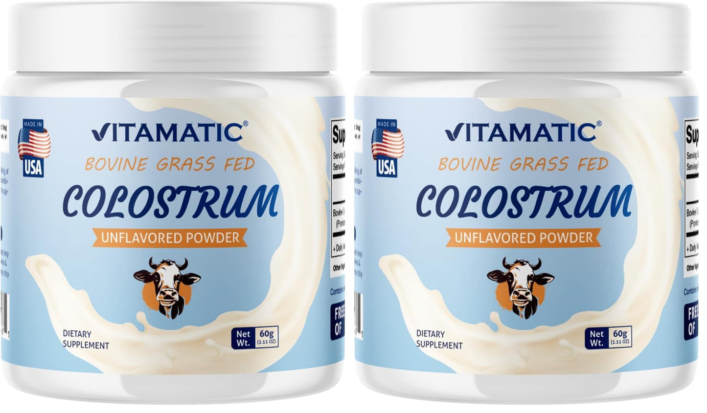 Vitamatic Bovine Colostrum Powder 30% IgG - 60g (2-Pack) for Gut Health & Immunity