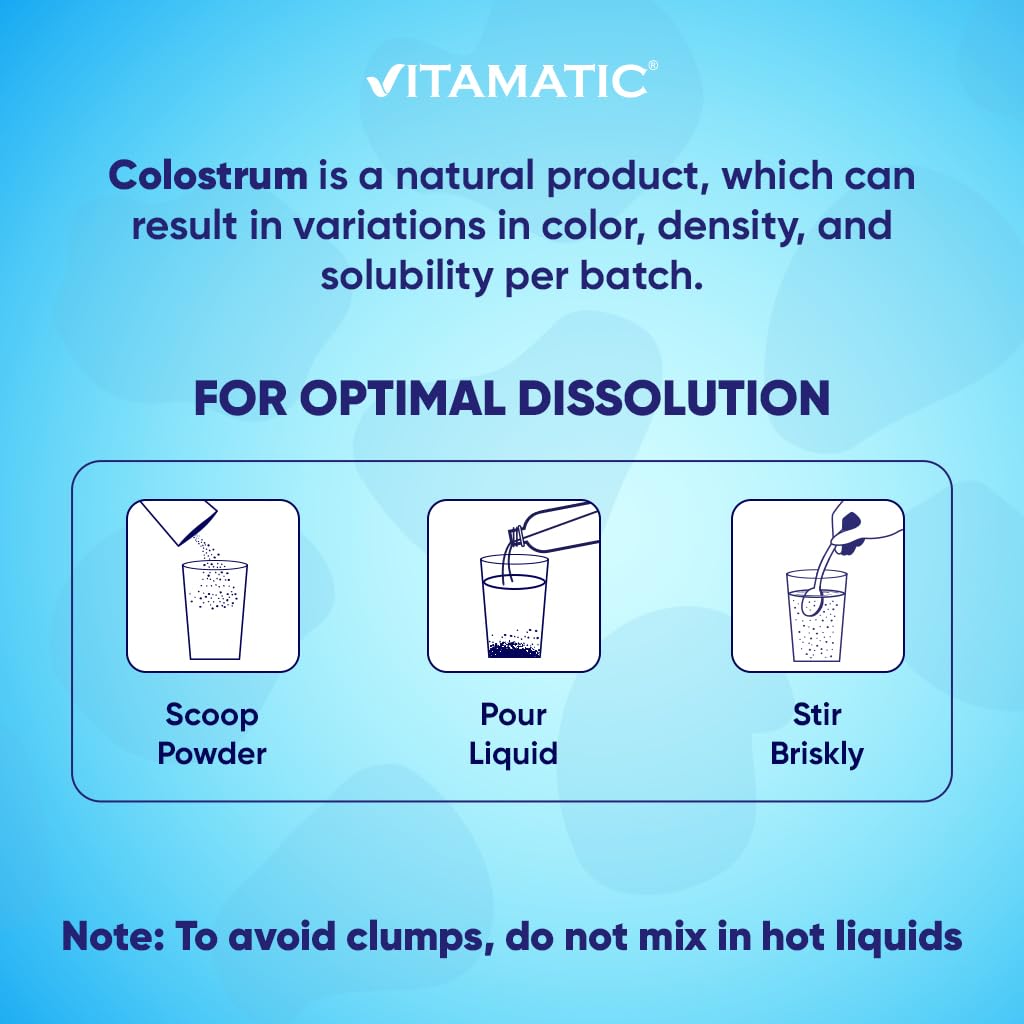 Vitamatic Bovine Colostrum Powder 30% IgG - 60g (2-Pack) for Gut Health & Immunity