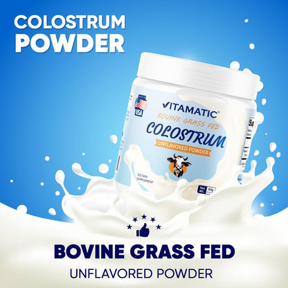 Vitamatic Bovine Colostrum Powder 30% IgG - 60g (2-Pack) for Gut Health & Immunity