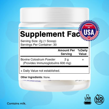 Vitamatic Bovine Colostrum Powder 30% IgG - 60g (2-Pack) for Gut Health & Immunity