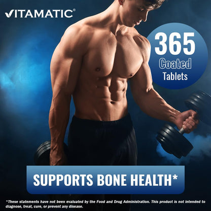Vitamatic Calcium 1200mg with D3, K2 & B12 | Immune & Bone Health - 365 Coated Tablets