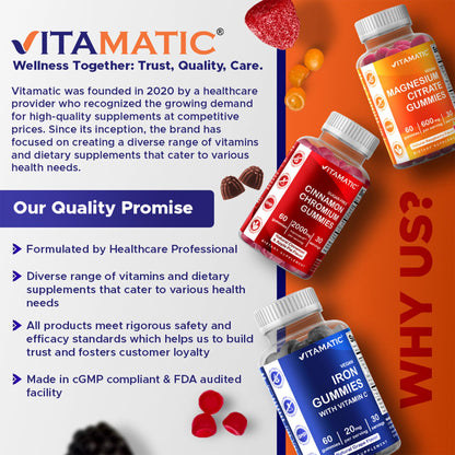 Vitamatic Hydrolyzed Collagen Gummies with Vitamin C, Zinc & Biotin – 2 Pack (60 Gummies)