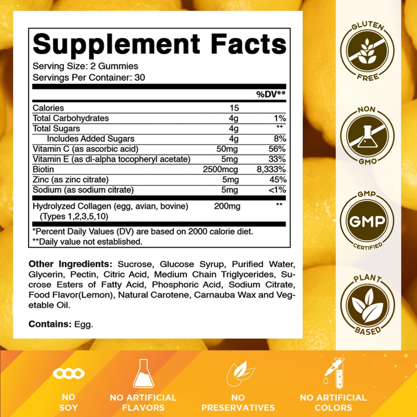 Vitamatic Hydrolyzed Collagen Gummies with Vitamin C, Zinc & Biotin – 2 Pack (60 Gummies)