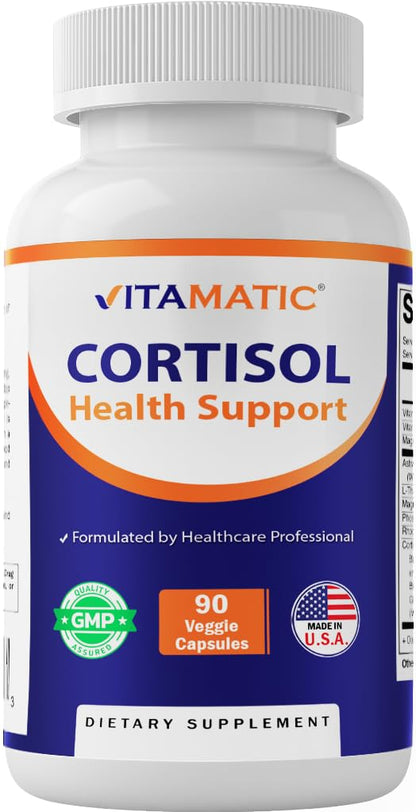 Vitamatic Cortisol Health Support - 90 Veggie Capsules | Adaptogenic & Nootropic