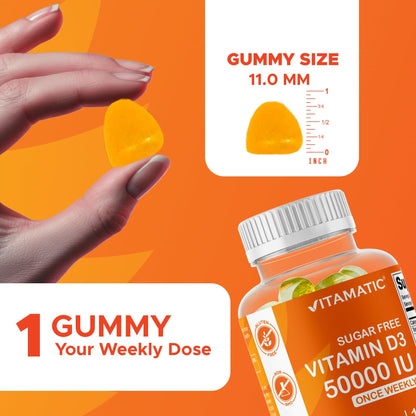 Vitamatic Sugar Free Vitamin D3 50,000 IU Weekly Gummies - 2 Pack